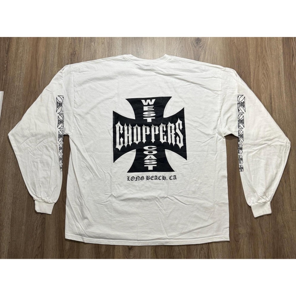 Vintage Y2K West Coast Choppers White Long Sleeve‎ Shirt Size 3XL